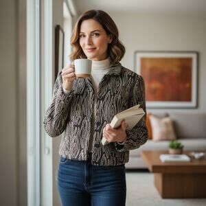 Biella Maria Luisa B Italian Wool Jacket SZ MED Abstract Pattern Made in Italy